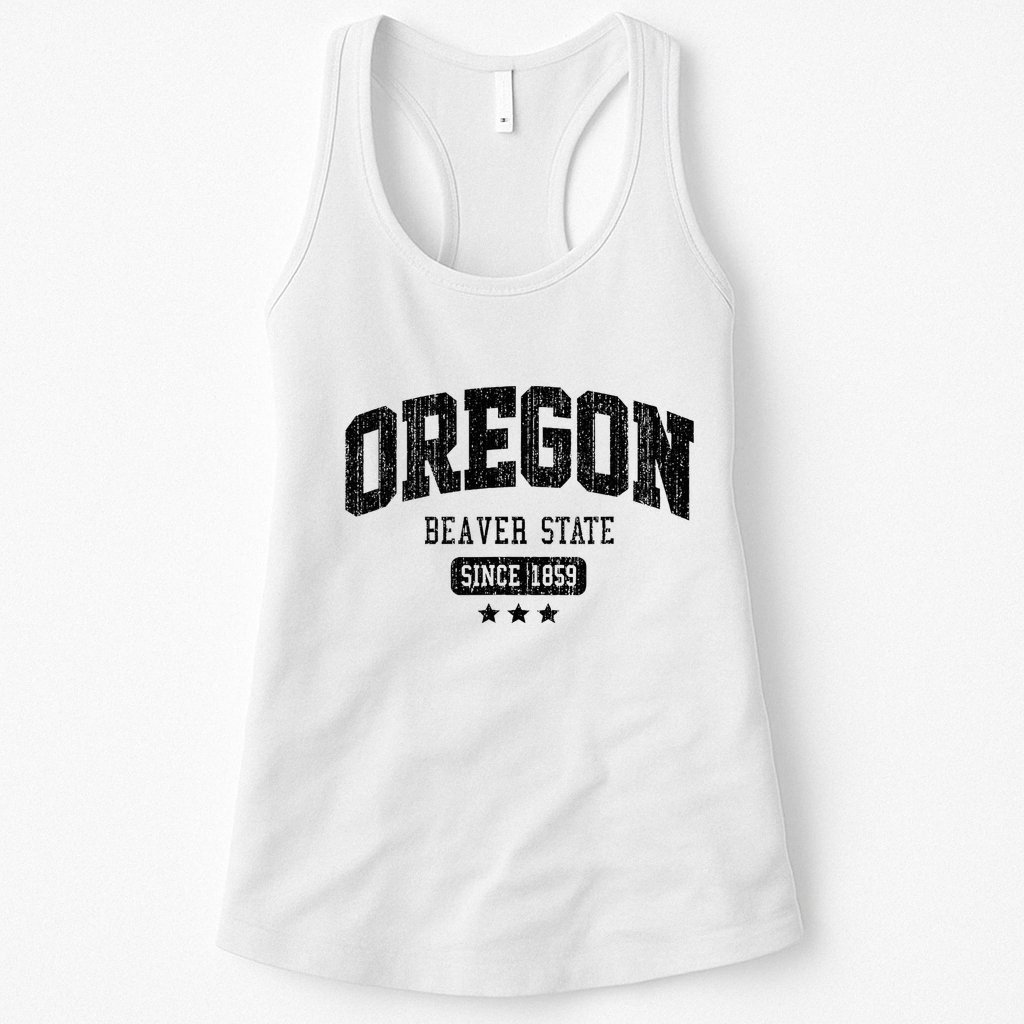 Vintage Oregon Beaver State Athletic Black Rough Womens Tank Top