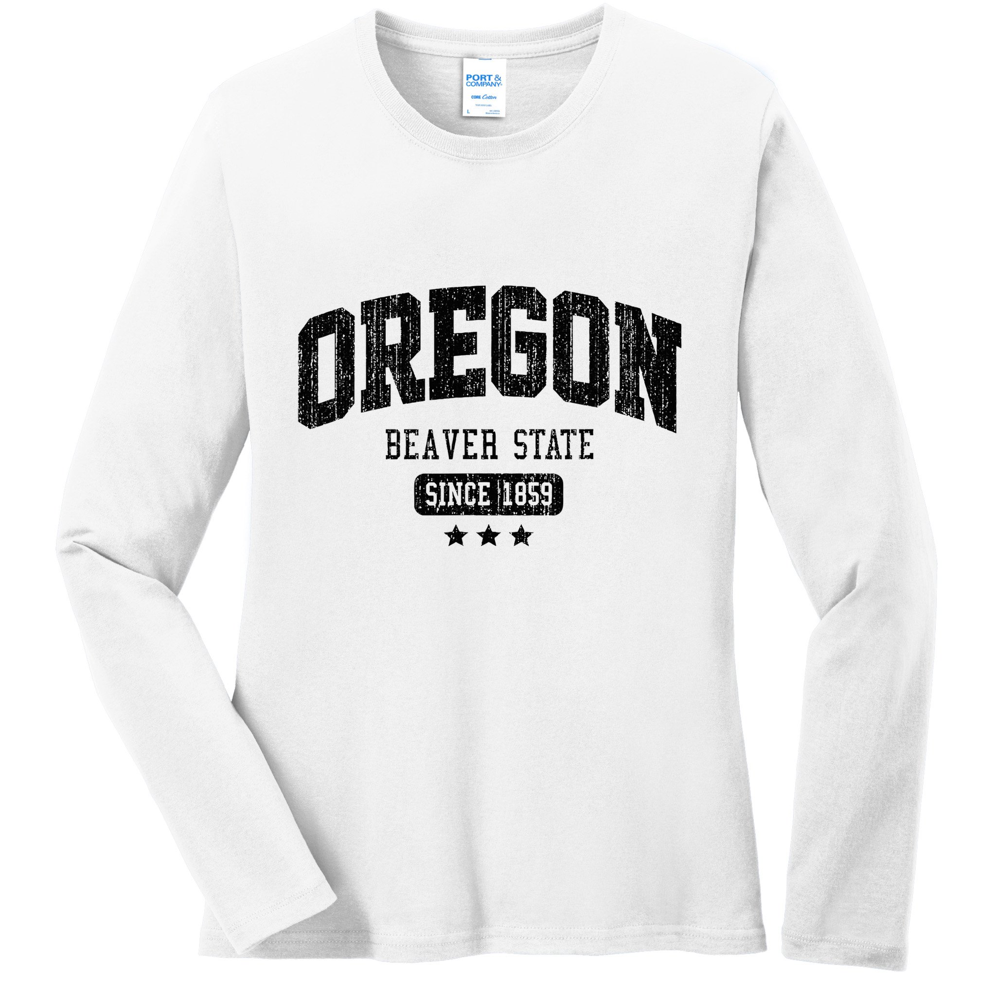 Vintage Oregon Beaver State Athletic Black Rough Ladies Long Sleeve Shirt