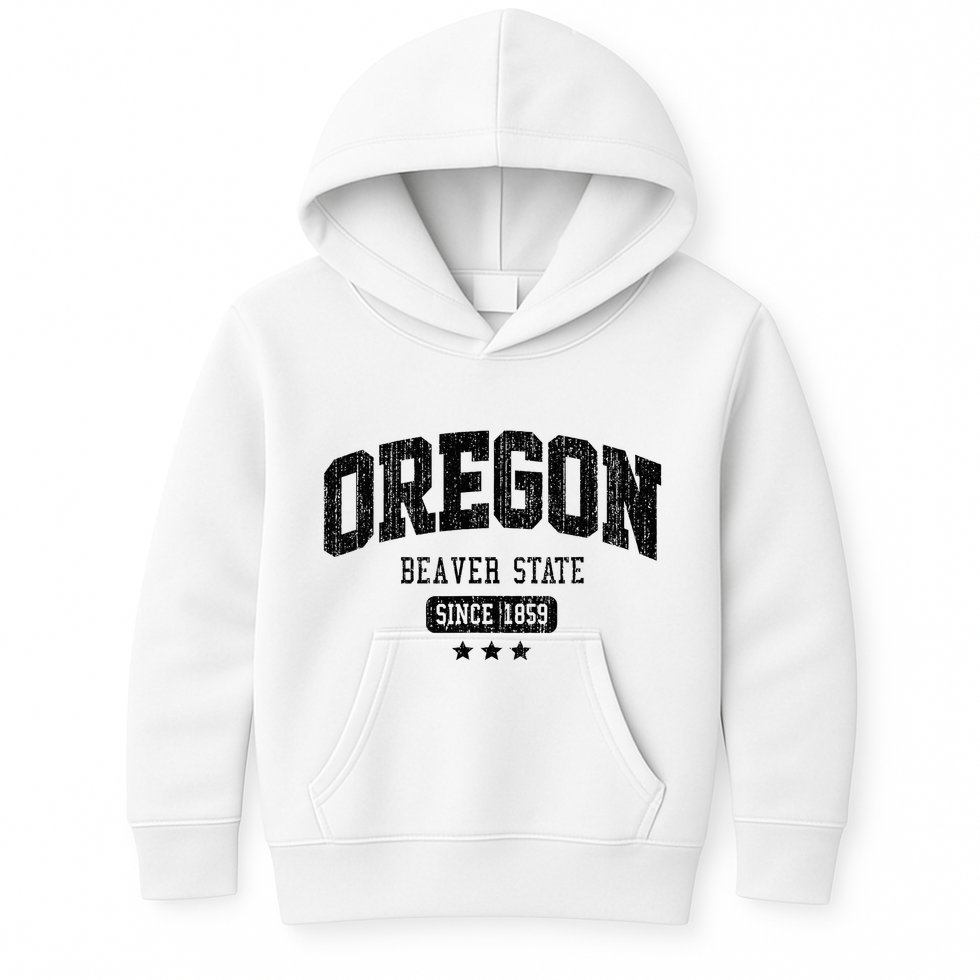 Vintage Oregon Beaver State Athletic Black Rough Kids Hoodie