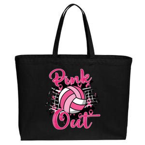 Volleyball Out Breast Cancer Awareness Cotton Canvas Jumbo Tote