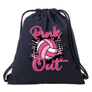 Volleyball Out Breast Cancer Awareness Drawstring Bag