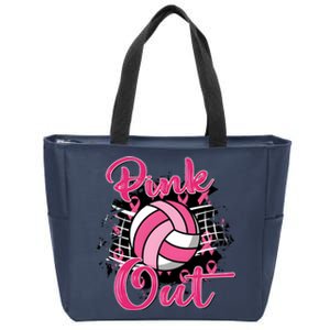 Volleyball Out Breast Cancer Awareness Zip Tote Bag