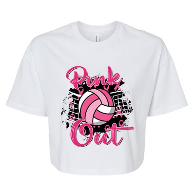 Volleyball Out Breast Cancer Awareness Bella+Canvas Jersey Crop Tee