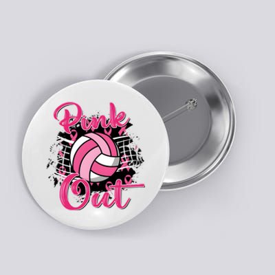 Volleyball Out Breast Cancer Awareness Button