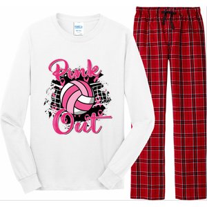 Volleyball Out Breast Cancer Awareness Long Sleeve Pajama Set