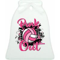 Volleyball Out Breast Cancer Awareness Ceramic Bell Ornament