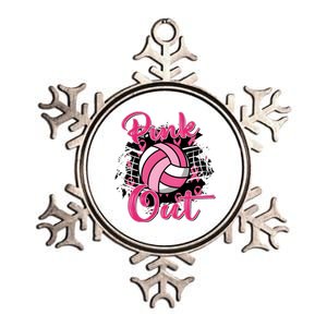 Volleyball Out Breast Cancer Awareness Metallic Star Ornament