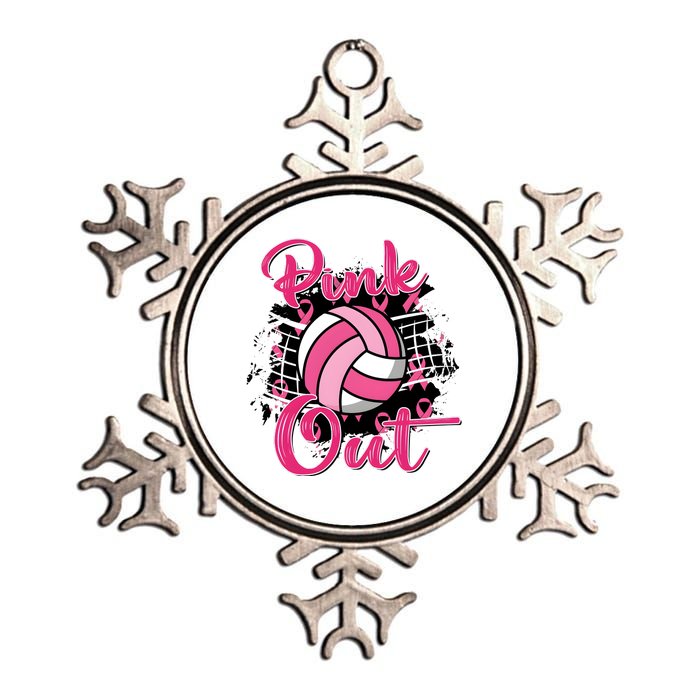 Volleyball Out Breast Cancer Awareness Metallic Star Ornament