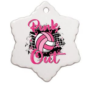 Volleyball Out Breast Cancer Awareness Ceramic Star Ornament