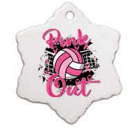 Volleyball Out Breast Cancer Awareness Ceramic Star Ornament