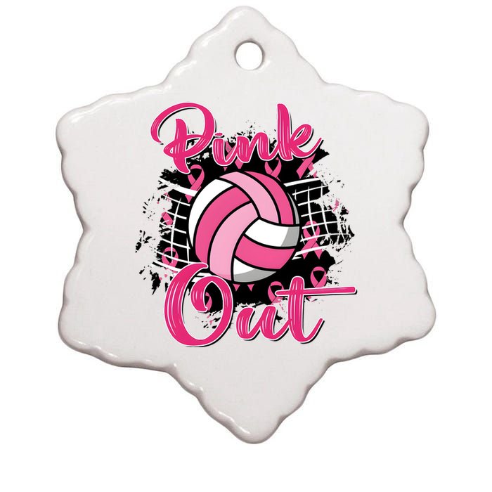 Volleyball Out Breast Cancer Awareness Ceramic Star Ornament