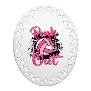 Volleyball Out Breast Cancer Awareness Ceramic Oval Ornament