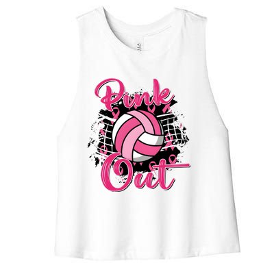 Volleyball Out Breast Cancer Awareness Women's Racerback Cropped Tank