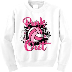 Volleyball Out Breast Cancer Awareness Kids Sweatshirt