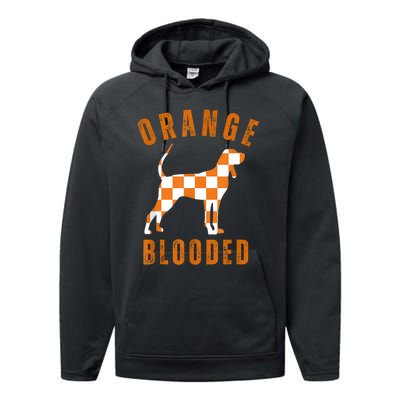 Vintage Orange Blooded Tennessee Dog Lover Tn Outfit Performance Fleece Hoodie