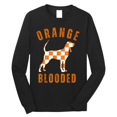 Vintage Orange Blooded Tennessee Dog Lover Tn Outfit Long Sleeve Shirt