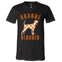 Vintage Orange Blooded Tennessee Dog Lover Tn Outfit V-Neck T-Shirt