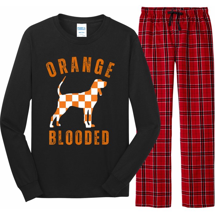 Vintage Orange Blooded Tennessee Dog Lover Tn Outfit Long Sleeve Pajama Set