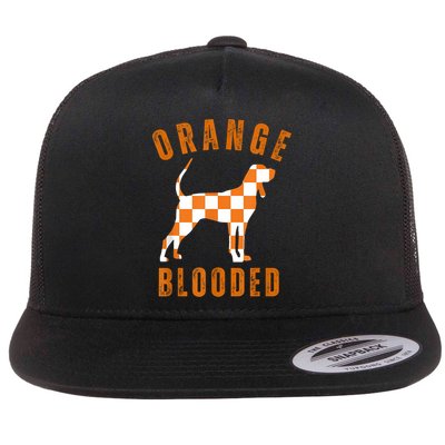 Vintage Orange Blooded Tennessee Dog Lover Tn Outfit Flat Bill Trucker Hat