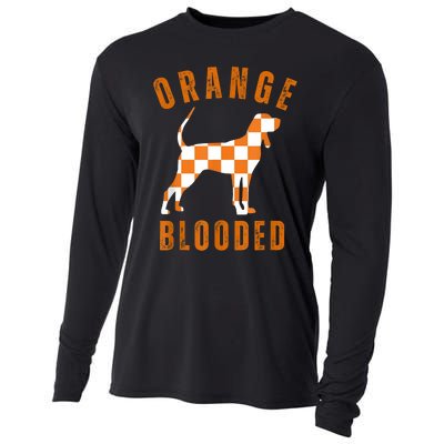 Vintage Orange Blooded Tennessee Dog Lover Tn Outfit Cooling Performance Long Sleeve Crew