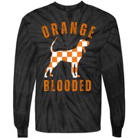 Vintage Orange Blooded Tennessee Dog Lover Tn Outfit Tie-Dye Long Sleeve Shirt