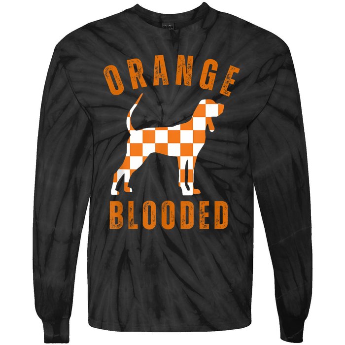 Vintage Orange Blooded Tennessee Dog Lover Tn Outfit Tie-Dye Long Sleeve Shirt