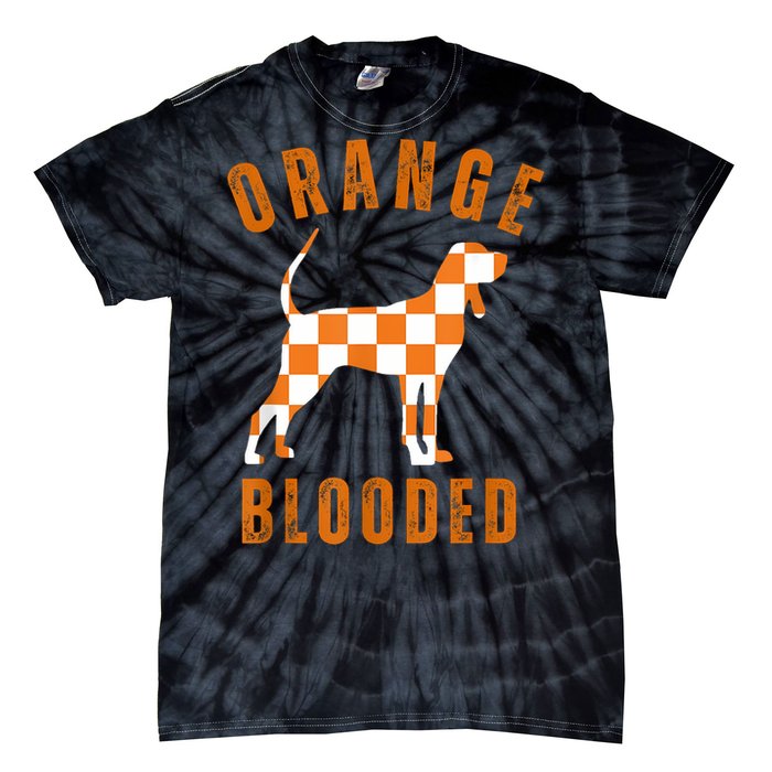 Vintage Orange Blooded Tennessee Dog Lover Tn Outfit Tie-Dye T-Shirt