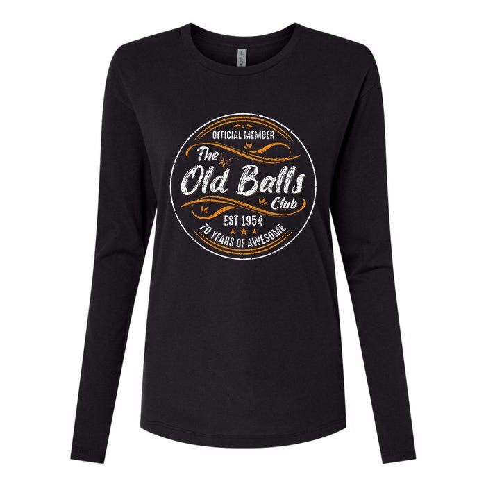 Vintage Old Balls Club 70 Years Old 70th Birthday 1954 Funny Womens Cotton Relaxed Long Sleeve T-Shirt