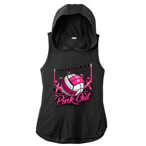 Volleyball Out Breast Cancer Awareness Ribbon Ladies PosiCharge Tri-Blend Wicking Draft Hoodie Tank