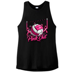 Volleyball Out Breast Cancer Awareness Ribbon Ladies PosiCharge Tri-Blend Wicking Tank