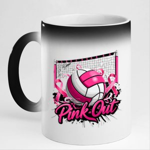 Volleyball Out Breast Cancer Awareness Ribbon 11oz Black Color Changing Mug