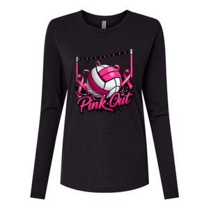 Volleyball Out Breast Cancer Awareness Ribbon Womens Cotton Relaxed Long Sleeve T-Shirt