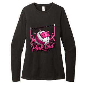 Volleyball Out Breast Cancer Awareness Ribbon Womens CVC Long Sleeve Shirt