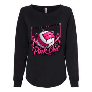 Volleyball Out Breast Cancer Awareness Ribbon Womens California Wash Sweatshirt