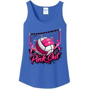 Volleyball Out Breast Cancer Awareness Ribbon Ladies Essential Tank