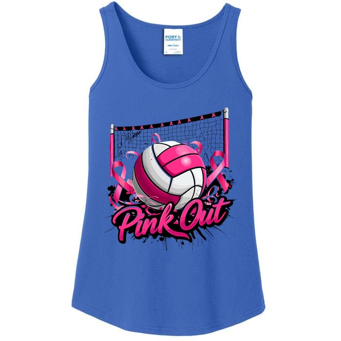 Volleyball Out Breast Cancer Awareness Ribbon Ladies Essential Tank