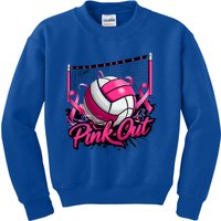 Volleyball Out Breast Cancer Awareness Ribbon Kids Sweatshirt