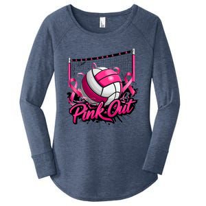 Volleyball Out Breast Cancer Awareness Ribbon Women's Perfect Tri Tunic Long Sleeve Shirt