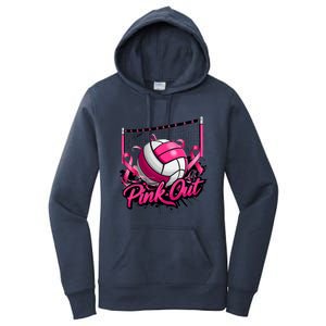 Volleyball Out Breast Cancer Awareness Ribbon Women's Pullover Hoodie