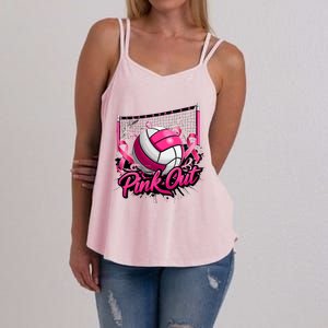 Volleyball Out Breast Cancer Awareness Ribbon Women's Strappy Tank