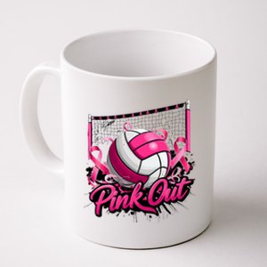 Volleyball Out Breast Cancer Awareness Ribbon Coffee Mug