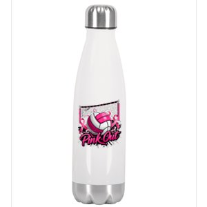 Volleyball Out Breast Cancer Awareness Ribbon Stainless Steel Insulated Water Bottle