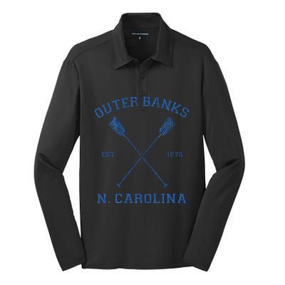 Vintage O.U.T.E.R B.A.N.K.S North Carolina Vacation Silk Touch Performance Long Sleeve Polo