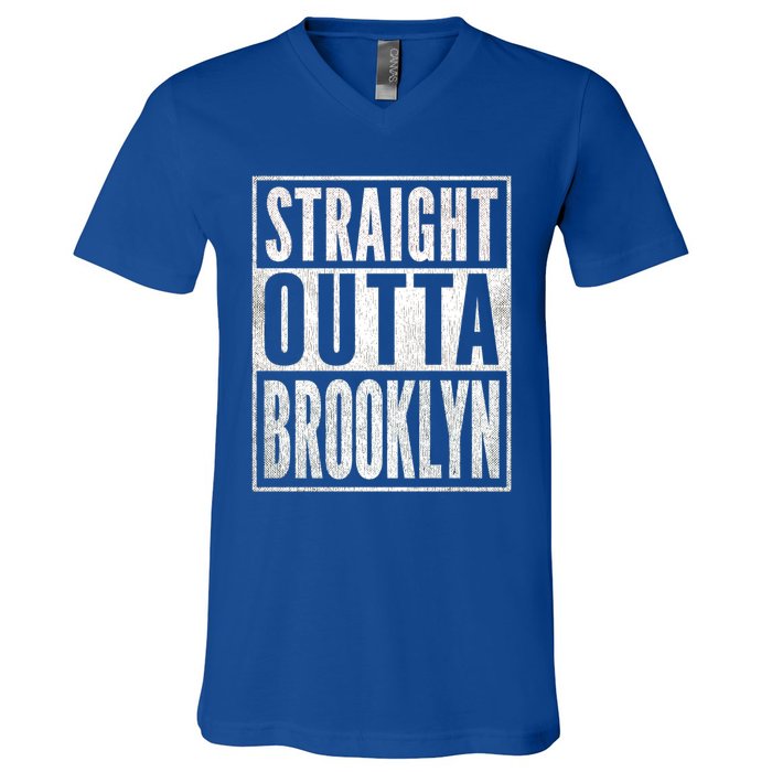 Vintage Of Brooklyn Distressed Straight Outta Brooklyn Gift V-Neck T-Shirt