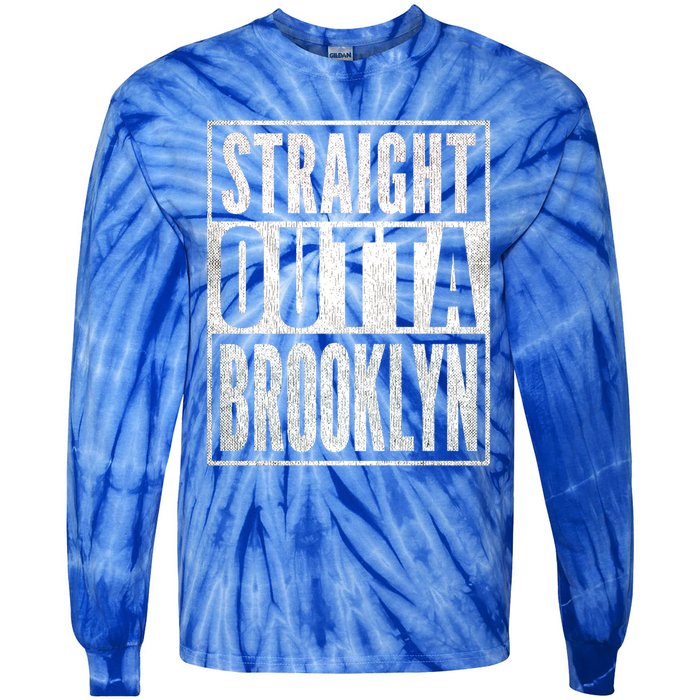 Vintage Of Brooklyn Distressed Straight Outta Brooklyn Gift Tie-Dye Long Sleeve Shirt