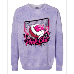 Volleyball Out Breast Cancer Awareness Ribbon Colorblast Crewneck Sweatshirt