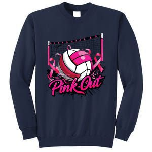 Volleyball Out Breast Cancer Awareness Ribbon Tall Sweatshirt