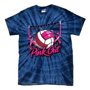 Volleyball Out Breast Cancer Awareness Ribbon Tie-Dye T-Shirt