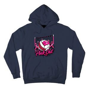 Volleyball Out Breast Cancer Awareness Ribbon Tall Hoodie