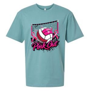 Volleyball Out Breast Cancer Awareness Ribbon Sueded Cloud Jersey T-Shirt